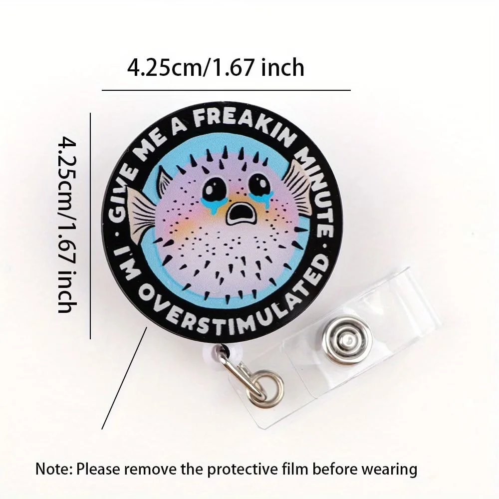 1pc Cute funny design Retractable Badge Reel – Acrylic ID Holder for Doctors, Nurses, RN, LPN, Healthcare Staff