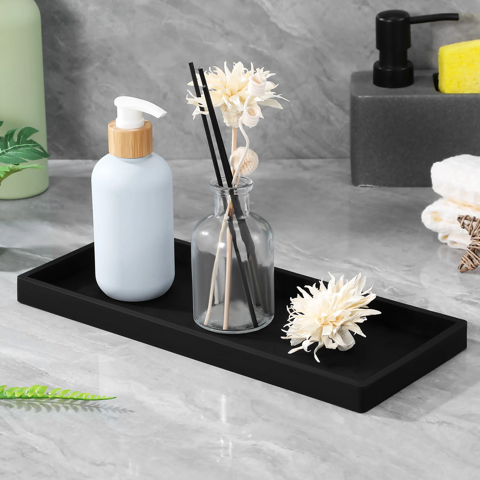 

2 pcs Bathroom Vanity Tray Silicone Shatterproof Non-Slip Counter Organizer For Perfume Soap Decorative Tray For