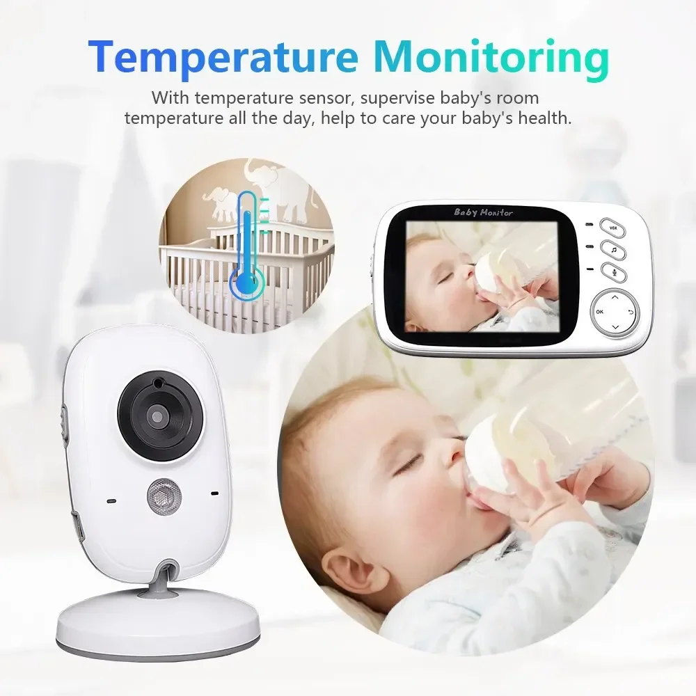 Niania elektroniczna Baby Monitor elektroniczny z 3.2-w kolorowy wyświetlacz LCD wideodomofon kamera monitorująca opiekunka do ochraniacz noworodków