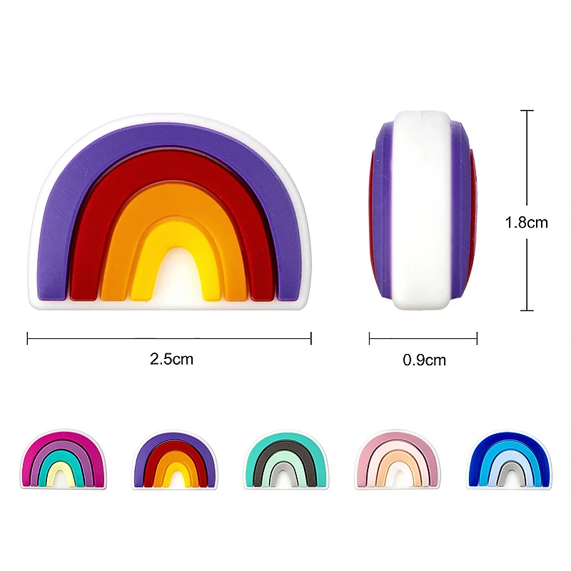 Perles de dentition en Silicone arc-en-ciel, jouet pour sucette, chaîne de molaires, accessoires anneau de dentition, soins buccaux sûrs sans BPA,