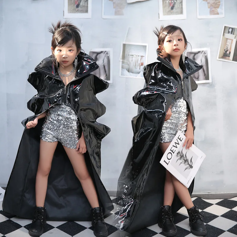 

Girls Black And Silver Bayin Brook Future Technology Sense Locomotive Runway Catwalk Costume Cool Car Model Punk