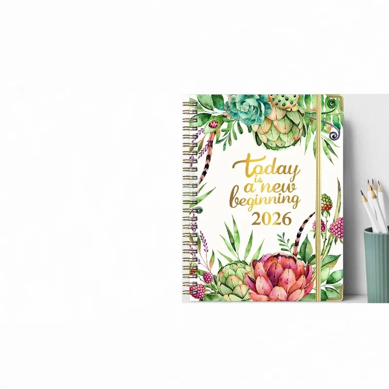 

Еженедельный и ежемесячный планировщик на 2026 год A5 — цветочный дизайн, академический календарь, планировщик управления временем, повестка дня, журнал бюджета