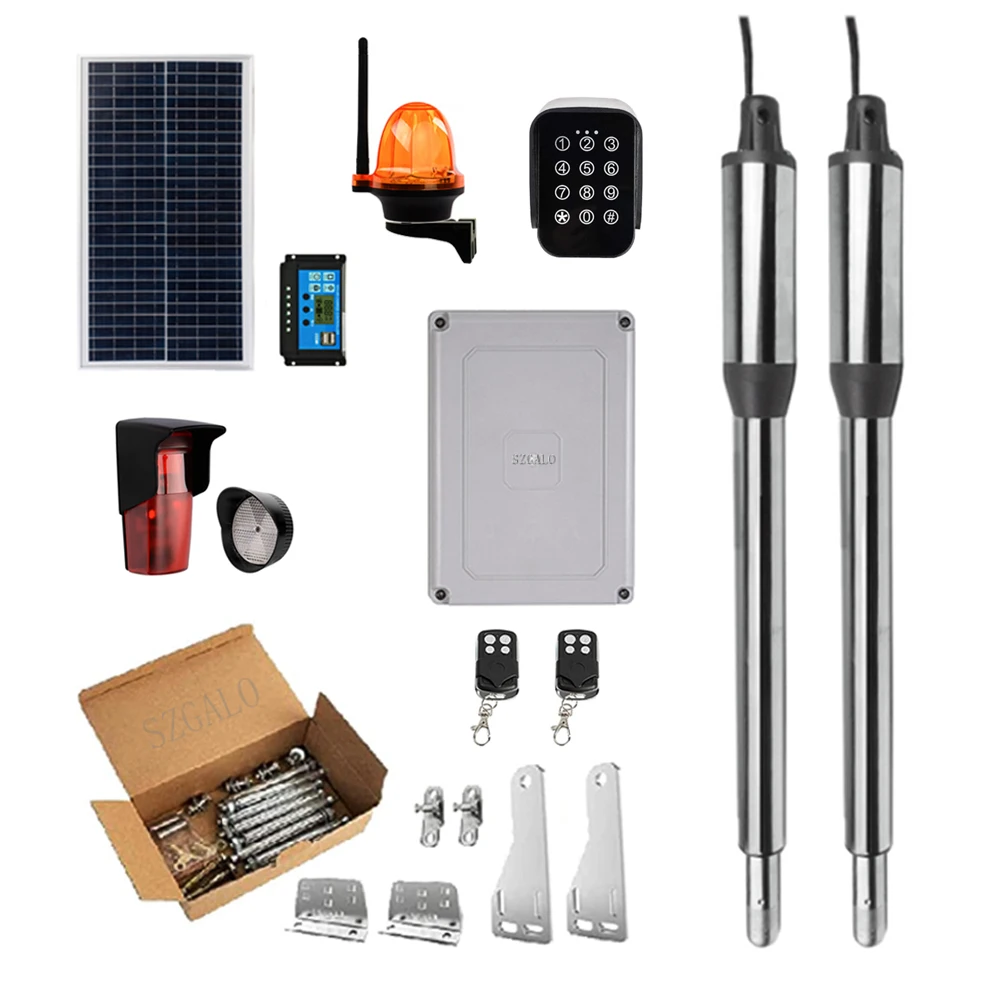 

Automatic Gate Opener Kit with Solar Panel Medium Duty Solar Dual Gate Operator for Dual Swing Gates Support Backup Battery