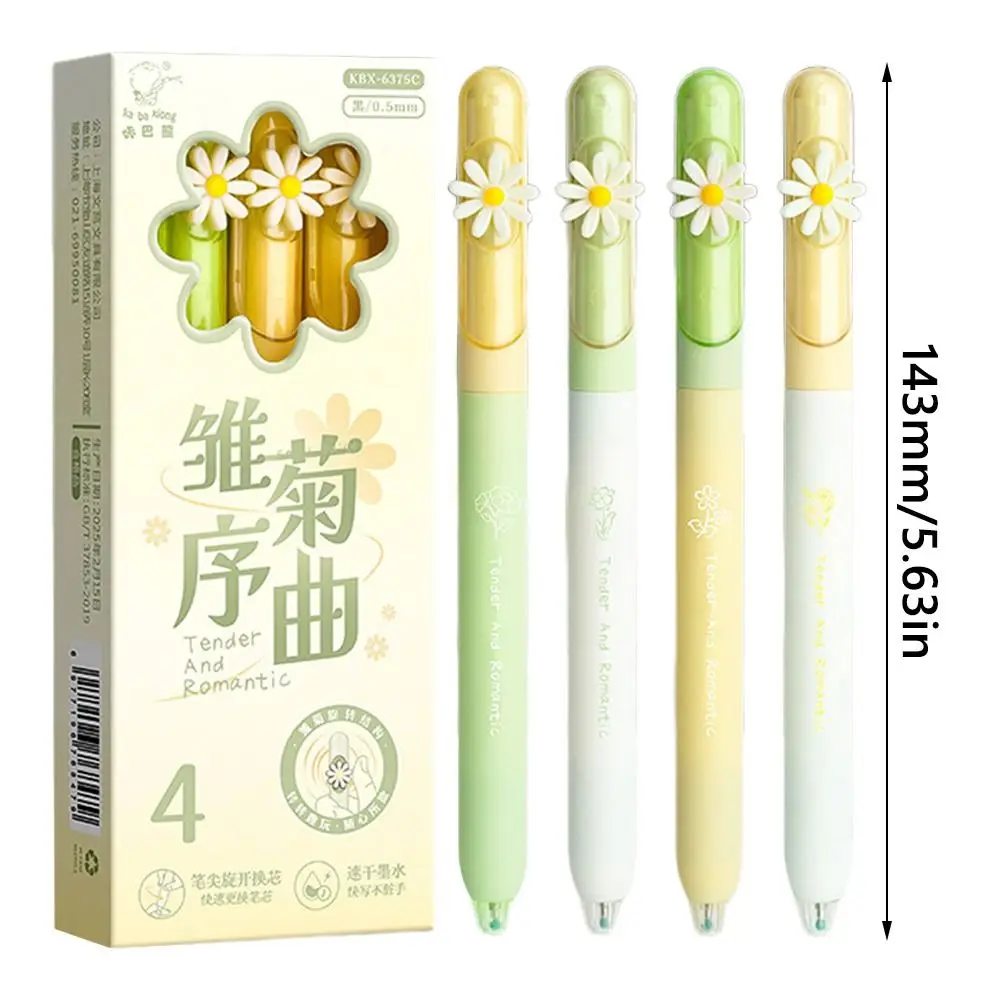 4PCS 0.5mm Black Ink Gel Pen Rotatable Windmill Decor ST Tip Neutral Pen Quick Drying Rotate Using Ballpoint Pen Students