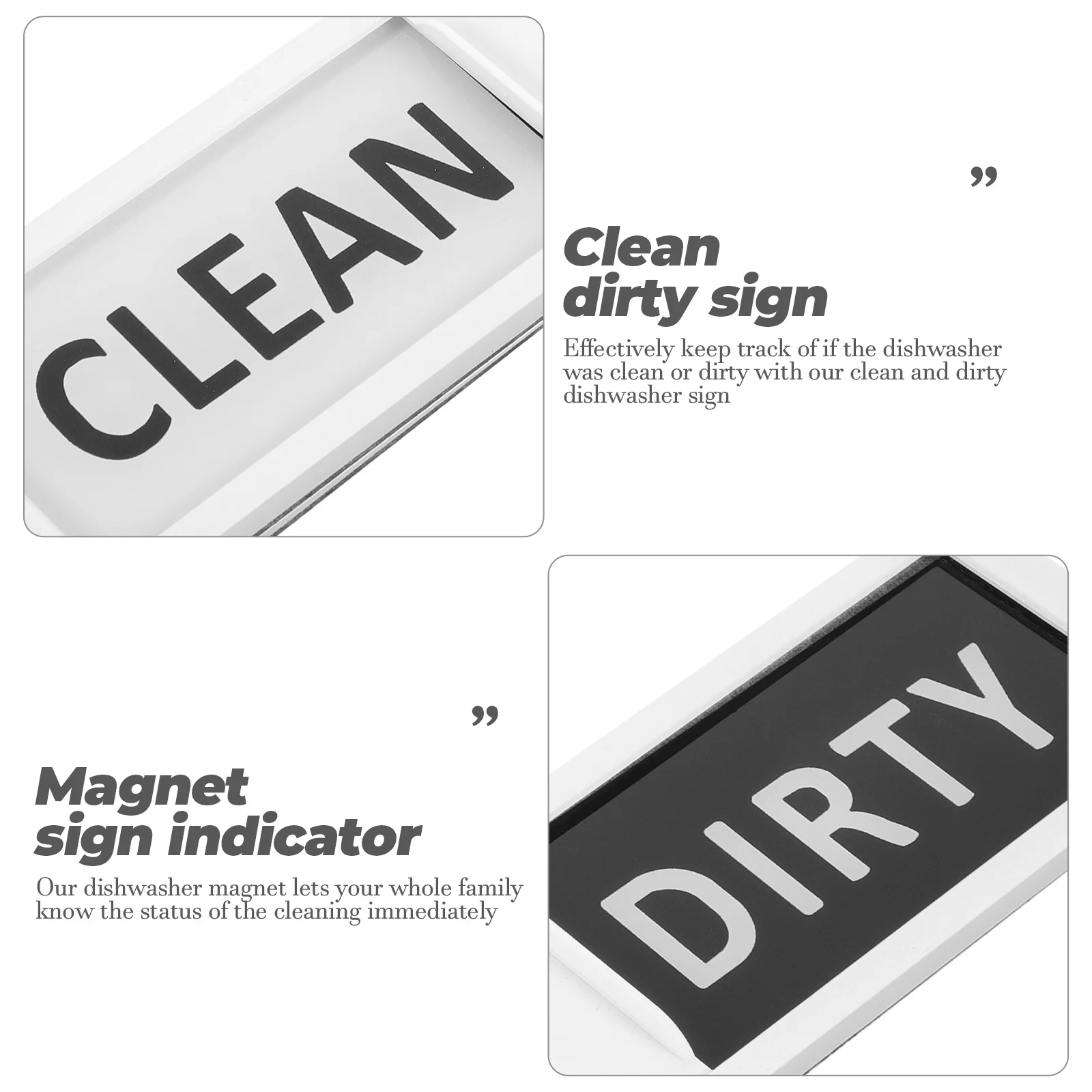 

2 Pcs Cleaning Signs Magnet Dishwasher Dirt Indicator Letter Dirty Abs Magnetic