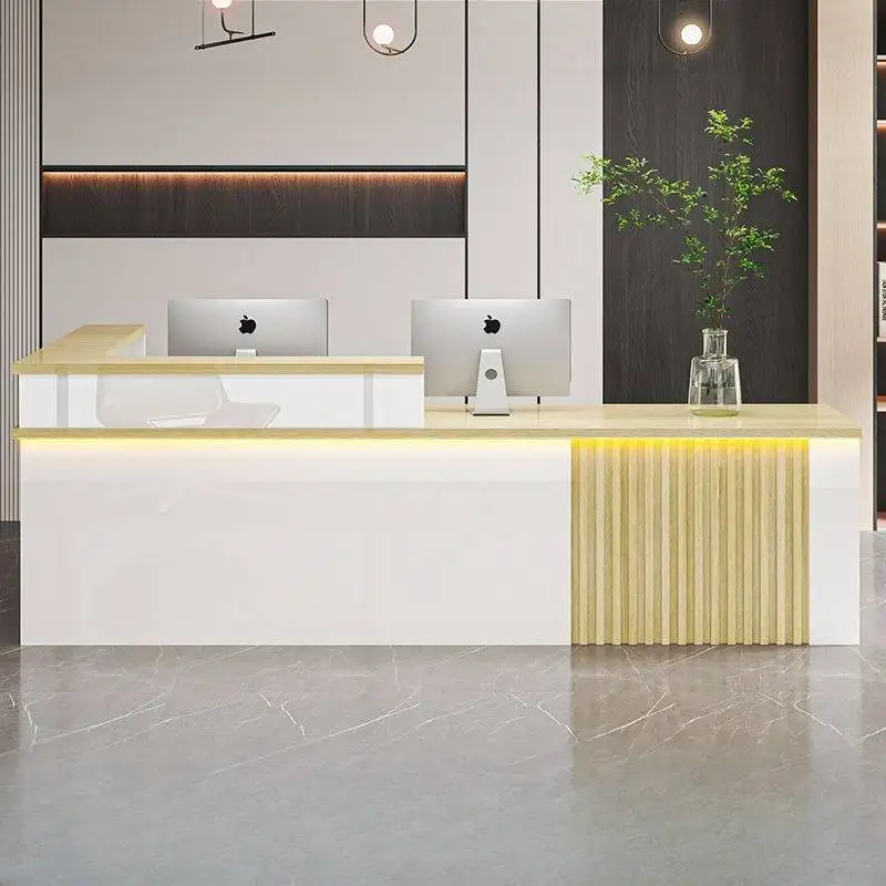 مكاتب استقبال مطعم Led تصميم عيادة كبيرة مكاتب استقبال أمامية حديثة أمين الصندوق أثاث Biurko Do Recepcja الفاخر