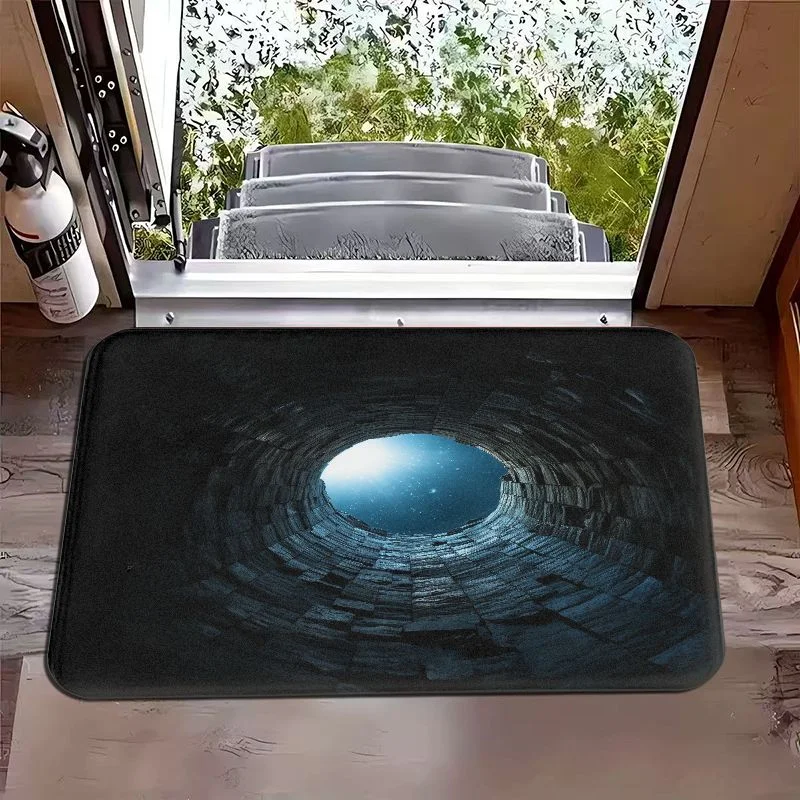 Visual Effect Printed Anti Slip Doormat Optical Illusion Stone Hole Welcome Floor Rug for Household Indoor Entry Home Decor Mat