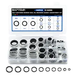 Metric Zinc-Plated Steel Self-Centred Sealing Rubber Washers Automotive Seal Gasket Crush O-Ring Assortment Kit Set M6 to M24