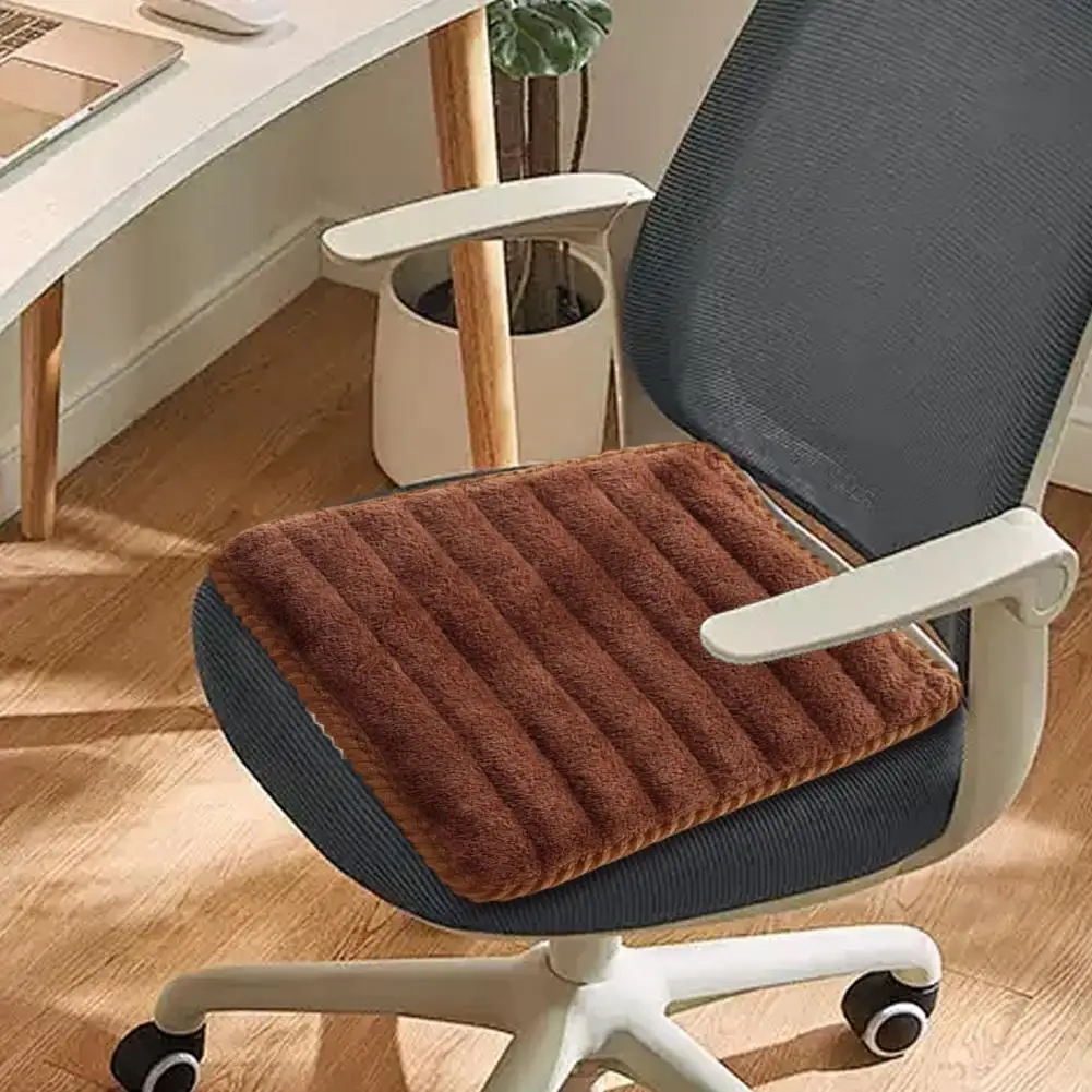 Solid Color Chair Pad Plush Seat Cushion with Adjustable Straps for Dining Office Chairs Trapezoidal Shape Chair Pad for Home