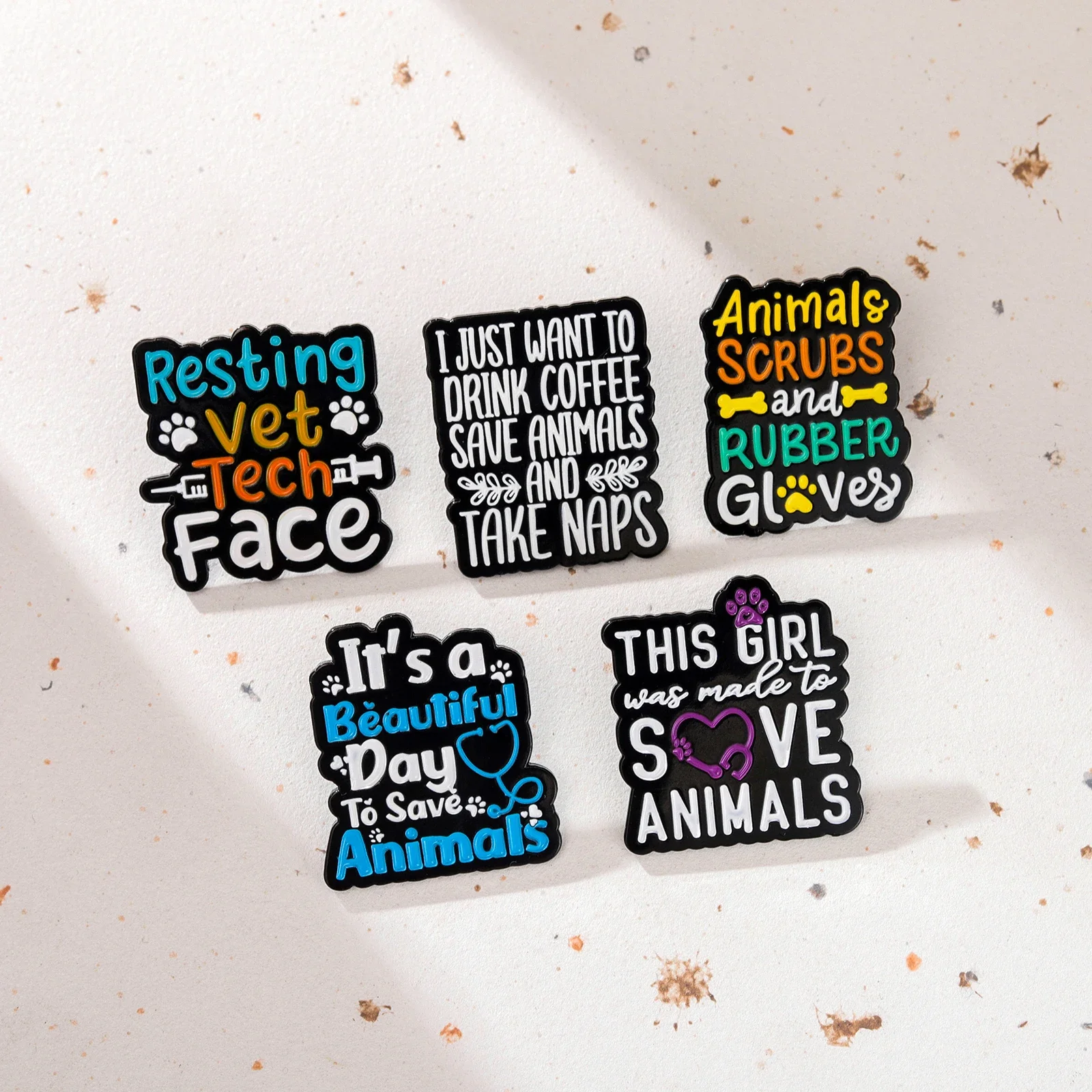 Creative Save Animal Phrases Enamel Pins Cartoon Protective Cat Dogs Brooches Metal Lapel Badges Clothes Backpack Jewelry Gifts