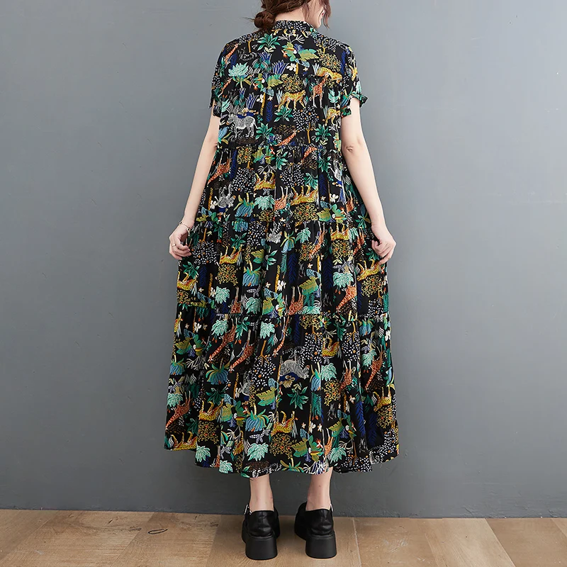 

Plus Size Faionable plus Size Summer Dr Korean Sle Floral Print Illusion Slimming Long irt Dr Casual Comfortable Maxi Dr