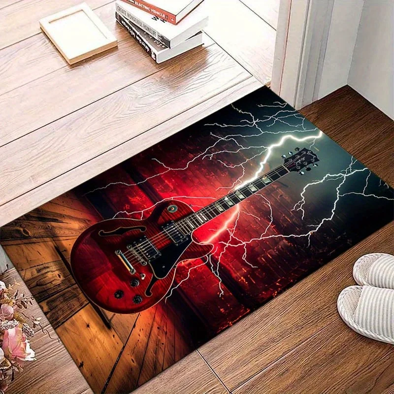 1pc Beautiful Guitar Pattern Area Rug, Washable And Wear‑Resistant, Versatile Home Decor, Perfect for Living Room Bedroom