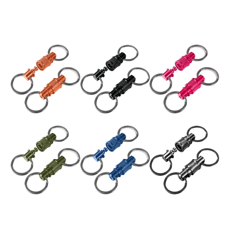 Quick Release Keychain Detachable Pull Apart Keychain Aluminum Clip Set for Daily Carry, 360 Degree Holder Clips