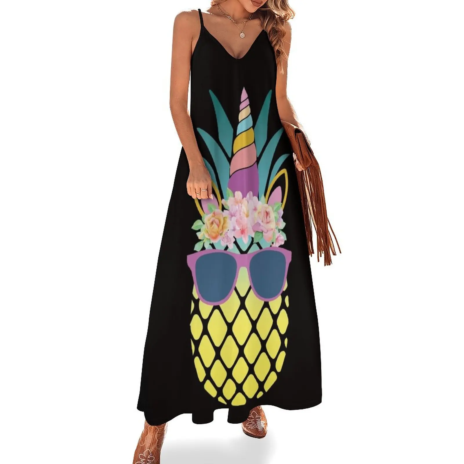 

Cool Pineapple Unicorn Sleeveless Dress women's summer clothing 2025 evening dress women