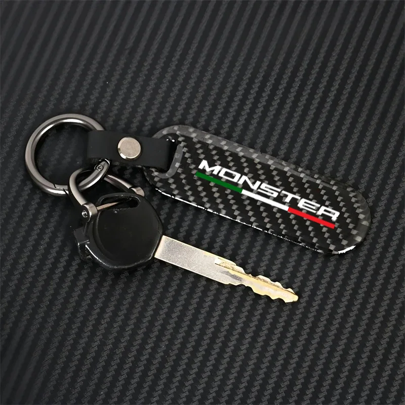 For DUCATI MONSTER 696 1198 1199 1299 Motorcycle Accessories Motorcycle Key chain Carbon Fiber Keychain