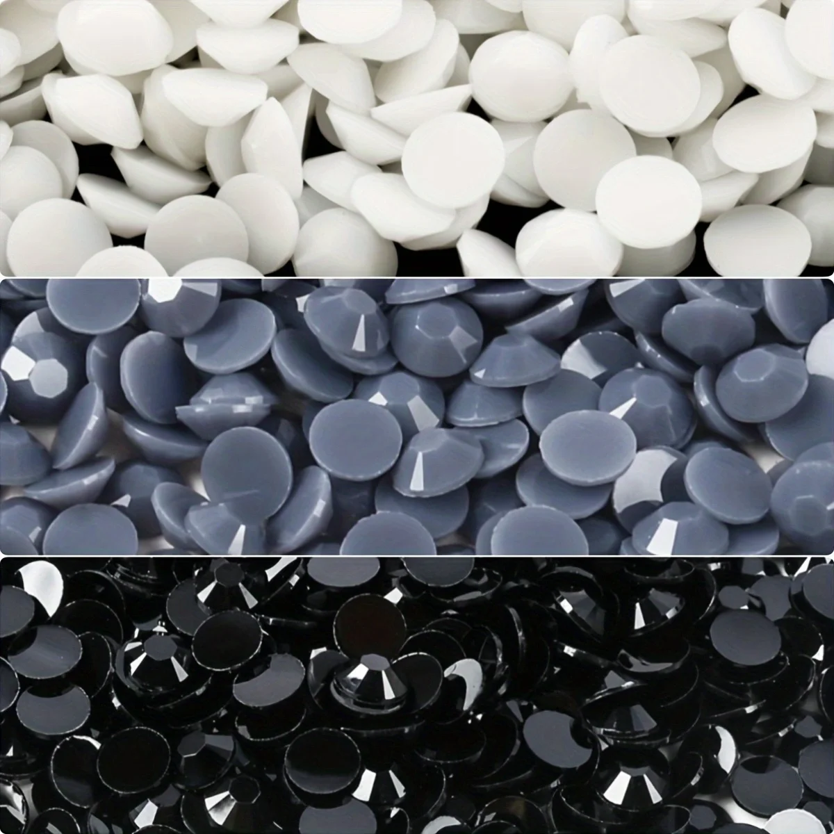 Resin Jelly Opaque Solid Rhinestones  White Grey  Jet Black 3mm 5000pcs Non Hotfix Flatback  For Nail Art Garment Decoration DIY