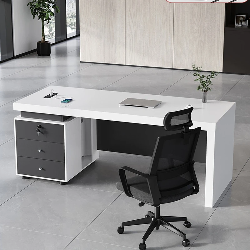 

Small white desk simple light luxury office minimalist table chair combination leader 1 person mesinhas para quarto furniture