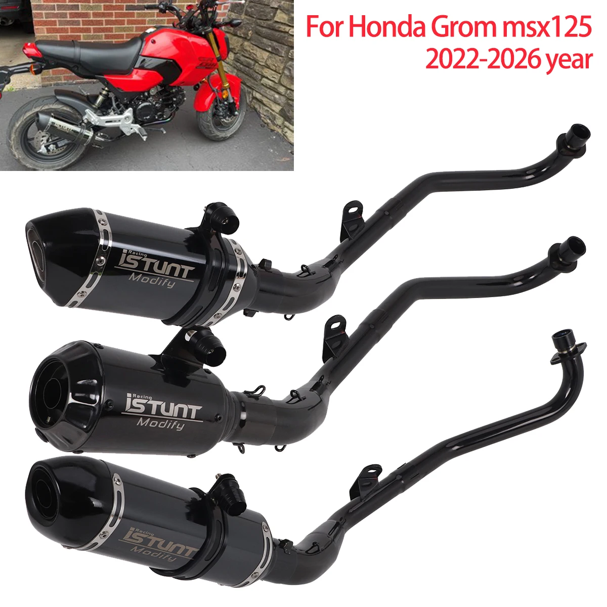 

Полная выхлопная система для мотоцикла Honda GROM 125 MSX125 2022-2026: глушитель Slip-On, соединительная передняя труба с DB Killer