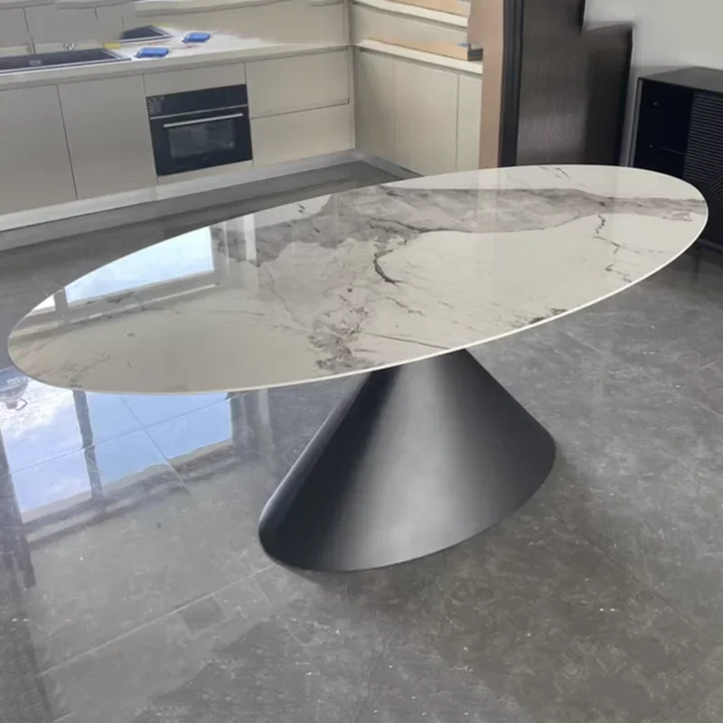 Металлические большие стулья, стол, современный скандинавский европейский дизайн, овальные белые центральные столы, набор черных итальянских мебели Mesas De Jantar для дома