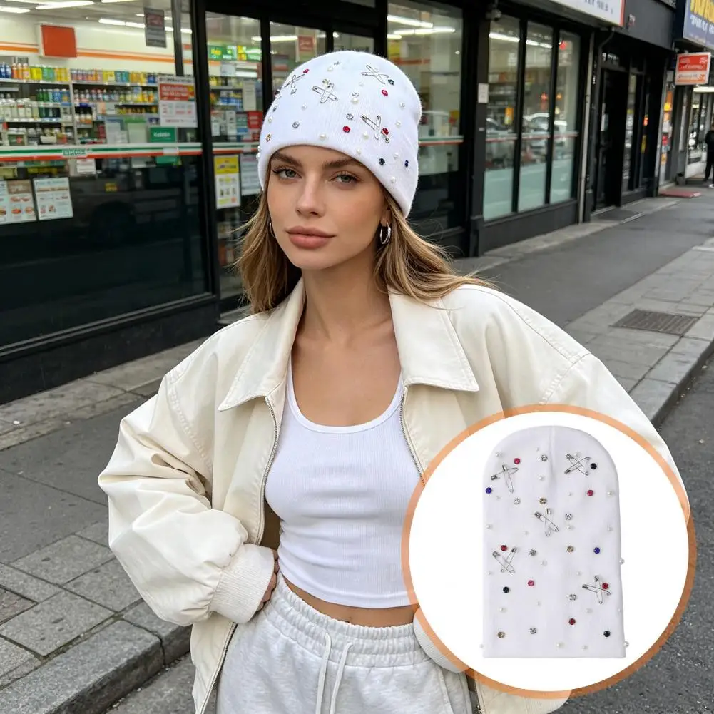 brimless-hat-for-women-colorful-rhinestone-knit-hat-faux-pearl-safety-pin-bling-winter-warm-hop-cap-luxury-embellished-street