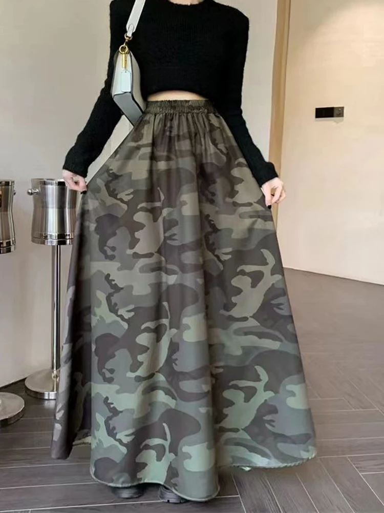 

Camouflage Y2k Long Skirts Women Vintage Streetwear High Waist Skirt Loose Casual American Retro Harajuku A Line Skirt New