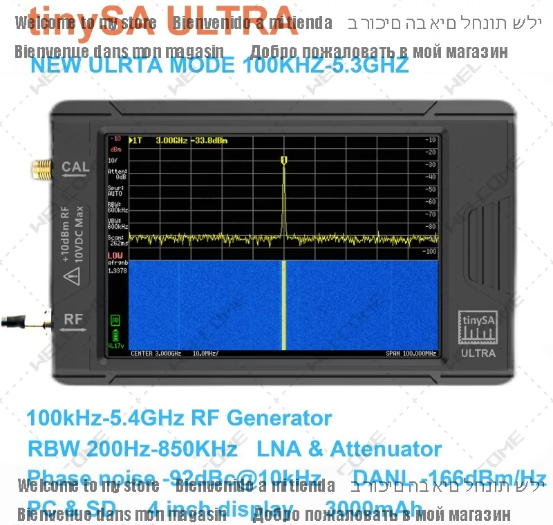 

Original tinySA ULTRA 100KHZ-5.3GHZ 4inch Display Handheld Tiny Spectrum Analyzer RF Generator with Battery