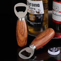 Personalised Logo Beer Bottle Opener with Wood Handle Food Grade 304 Stainless Steel, Kitchen Tools