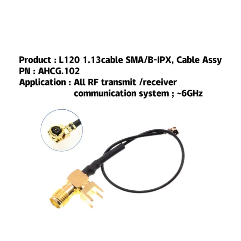 AntennaHome Cable Assy,L120 1.13cable SMA/B-IPX,  for All RF transmit /receiver communication system ; ~6GHz AHCG.102