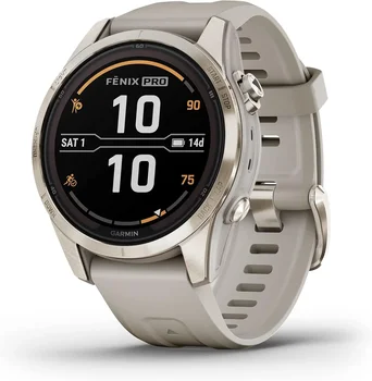 Garmin fēnix 7S Pro Sapphire Solar Multisport GPS Smartwatch z wbudowaną latarką i ładowaniem solarnym, kolor piaskowy
