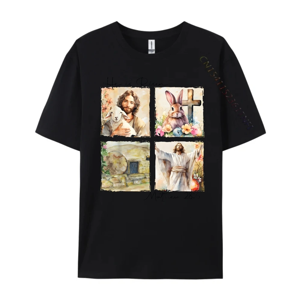 تي شيرت جرافيك من He Is Risen تي شيرت 100% قطن Camisas De Hombre سنة جديدة سعيدة تي شيرت قطني جرافيك تي شيرت رجالي أصلي تي شيرت