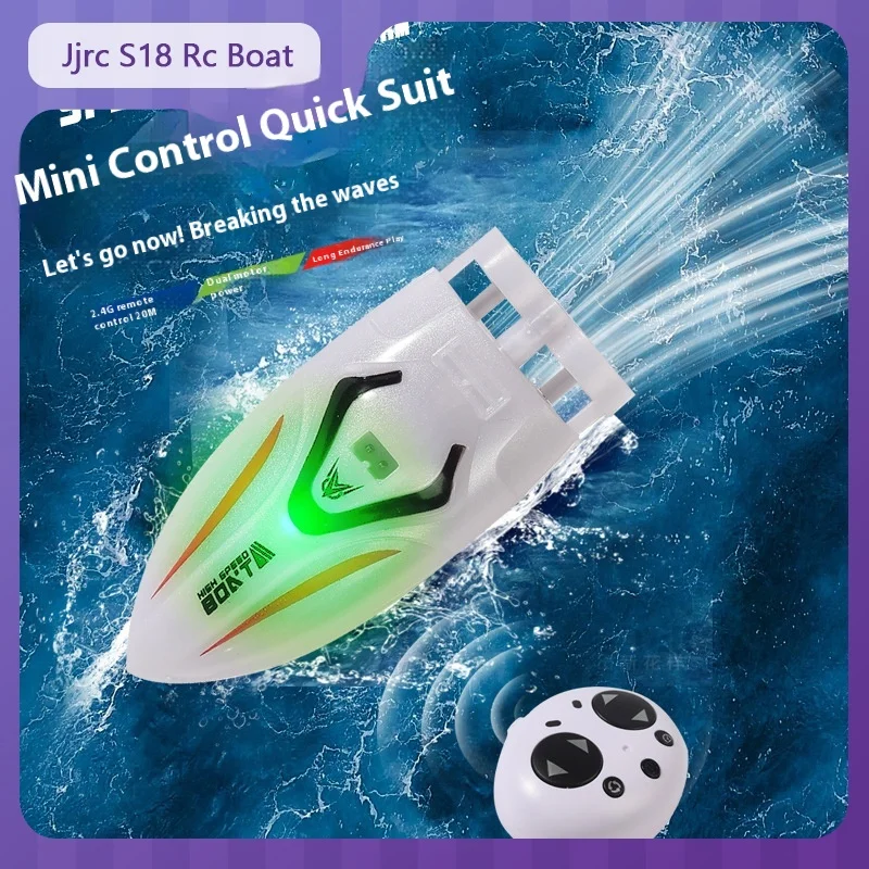 

Jjrc S18 Rc Boat 2.4g Waterproof Electric Rc Boat Cool Lights Double Paddle Double Motor Mini Remote Control Boat Children'S Toy