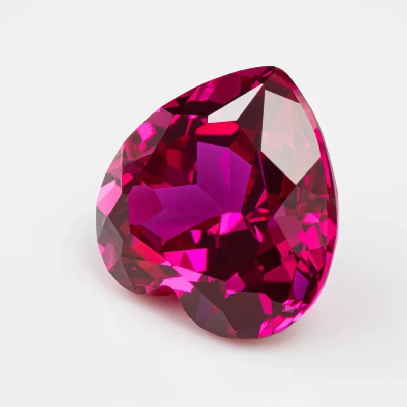 Lab Grown Ruby Heart Shape Rubellite Color Charms Beads For Diy Jewel Making Pendant Ring Materials Selectable AGL Certificate