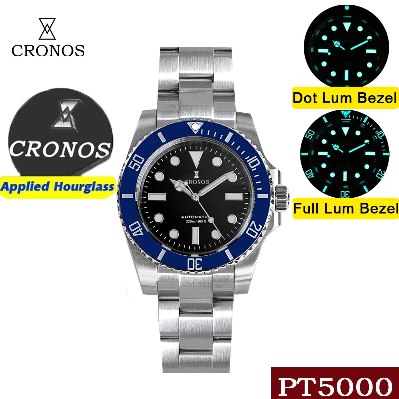 Cronos Sub Diving Men Automatic Mechanical Watch No Date PT5000