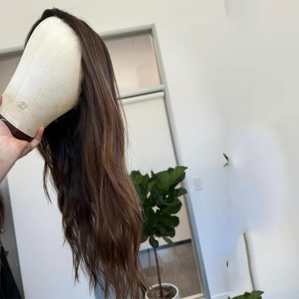 

Накладной парик из натуральных волос, свободная волна, коричневый, длинный, без клея, 5x5, шелковая основа, с еврейскими детскими волосами, HD-кружево, европейские волосы, предварительно пророщенные