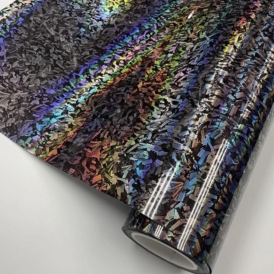 2025 pet brilhante laser holográfico corpo do carro laser forjando rolos de envoltório de vinil de fibra de carbono para carro