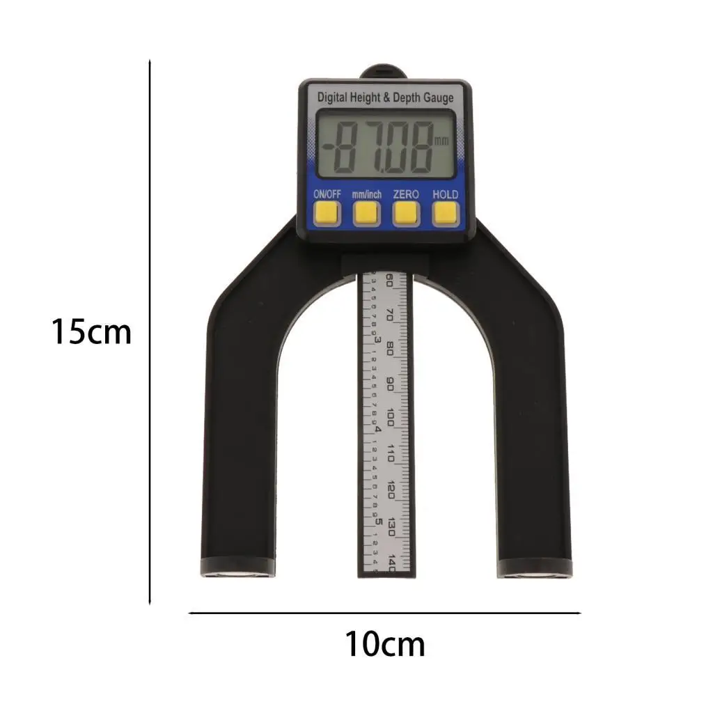 Electronic Height Gauge Self-standing Digital Depth Gage Plastic Material Easy Read for Woodwork Tools