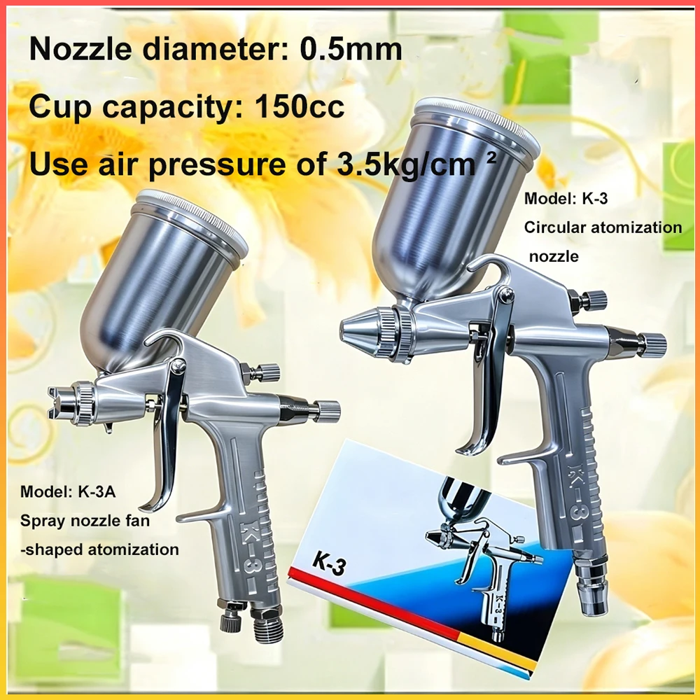 K3/K-3A Pneumatic Spray Dun 0.5mm Caliber Nozzle Car/Furniture Spraying Tool For Car DIY Craft Projects Paint Sprayer
