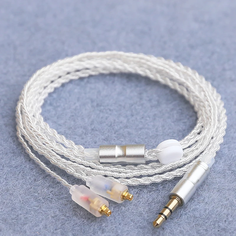 Hifi Oortelefoon Upgrade Kabel Mmcx 3.5Mm 1.2M Verzilverde Kernkabel Voor Ie200/Ie300/Ie600/Ie900/Akg N5005/N30