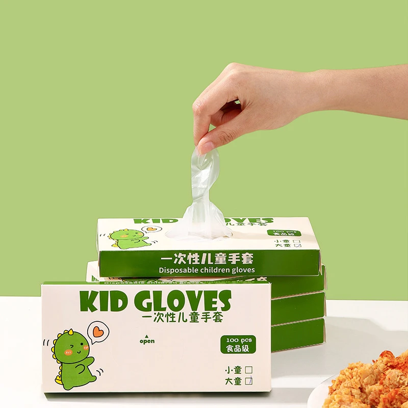 100pcs/box Children Disposable TPE Gloves Latex Free Gloves Transparent Food Grade Household Cleaning Gloves