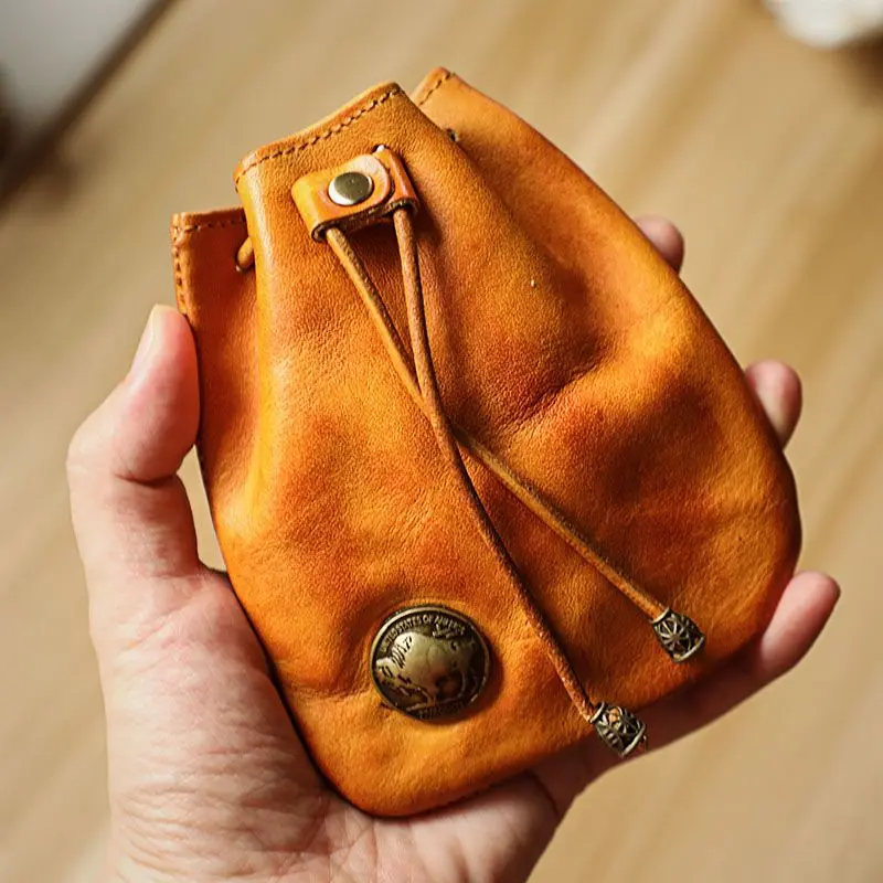high-end-handmade-leather-coin-purse-simple-design-men's-key-bag-multi-functional-plant-tanned-leather-waist-bag-for-ladies