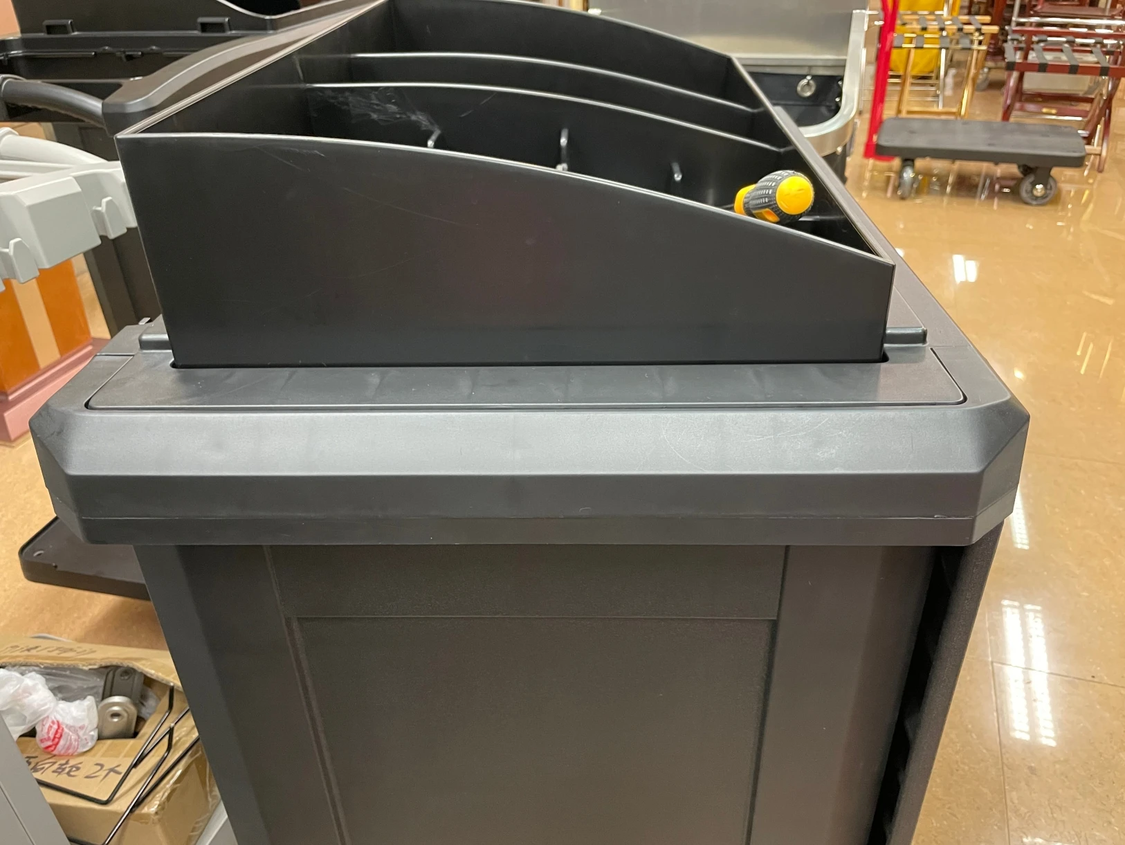 Multi-Purpose Hotel Room Utility Cleaning Trolley Cart with Vinyl Bag Plastic Housekeeping Cart for Laundry Use