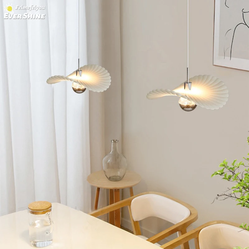Lámpara colgante de concha de manzanilla nórdica, lámpara LED colgante para dormitorio, cafetería, Bar, comedor, decoración del hogar, accesorio de iluminación