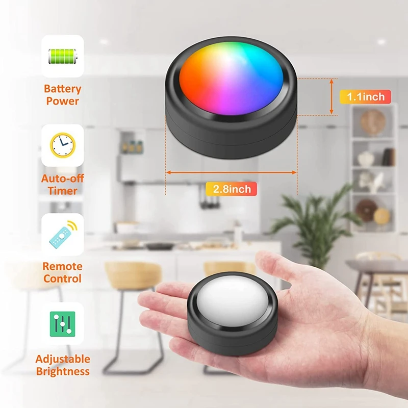 16 Farben RGB LED Puck Lichter mit Fernbedienung unter Schrank Lichter drahtlose batterie betriebene Puck Lichter für Schrank, Schlafzimmer