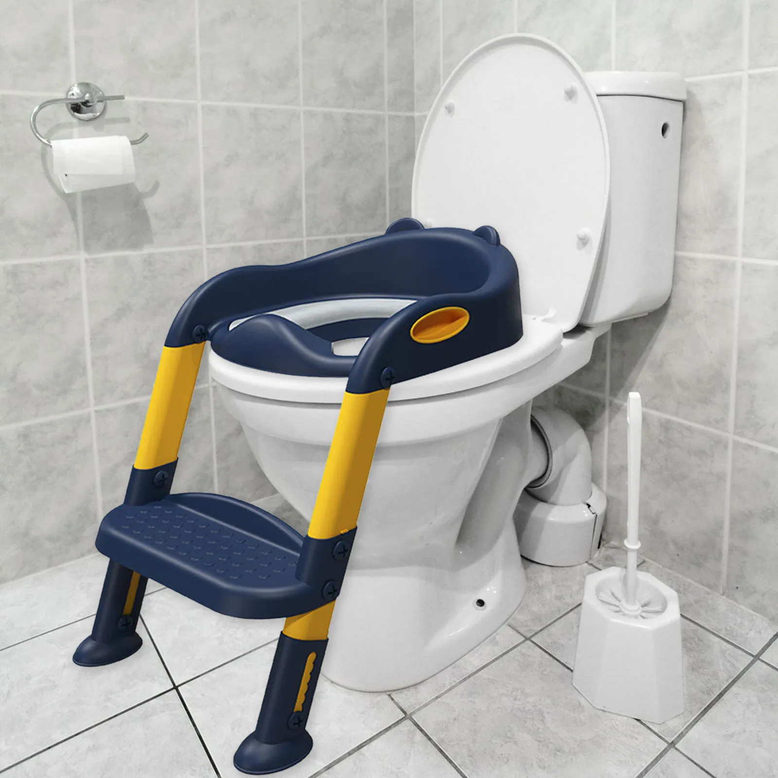 Baby Toilet for seat with Step Stool and Soft Cushion Pad for Kids Children Adjustable Potty Training Chair