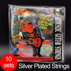10 Sets Acoustic Guitar Strings Alice A306 Guitar Strings Silver Plated Copper Alloy Wound 010-047 011-052