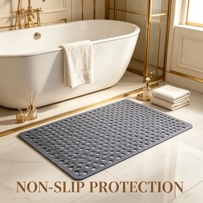 Bath Mat With Drain Holes Non Slip Bath Mat Easy Clean Bathtub Mat With Drain Holes And Suction Cups Bathroom Accessories