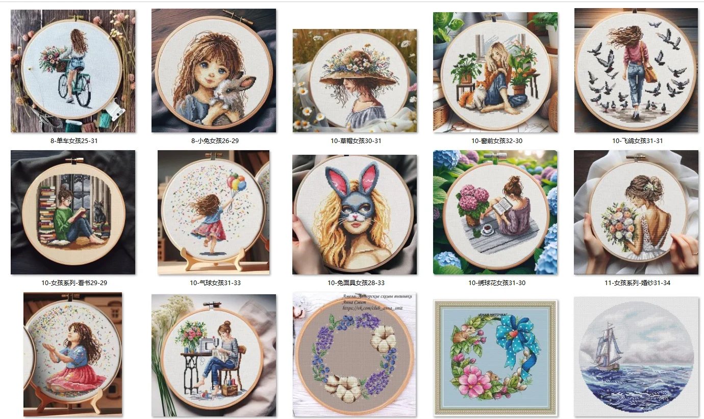 Cross Stitch Set Counted Cross Stitch Set,  Cross Stitch Kit  28ct 11ct 14ct 32ct Metallic aida 10 Straw Hat Girl 30-31