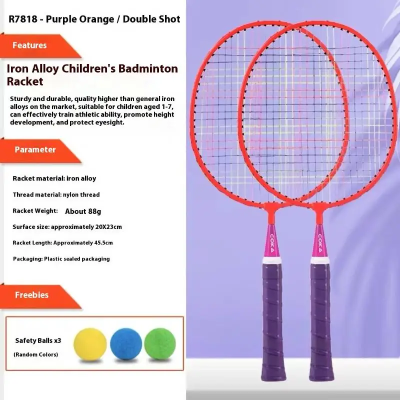 Badminton-Set für Kinder, 2 Schläger, leichte Schläger aus Aluminiumlegierung für Familienspiele im Freien, Anfänger-Sportspielzeug für Kinder