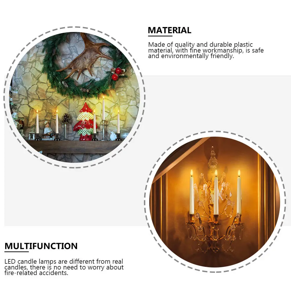 1 set Led Lamp Long Luminous Flameless Candles For Xmas Wedding Party Decor Smokeless Plastic Light