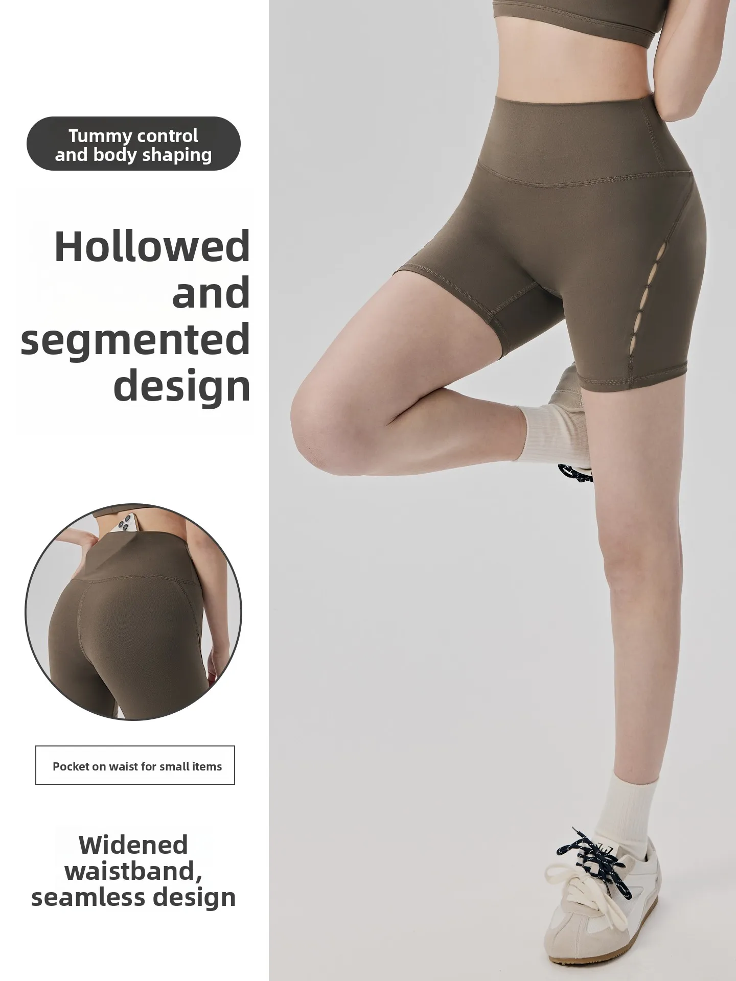 High-Waist Sporty Hollow out Sensual Shorts Women's Tight Fitness Pants Running Training Yoga Tight Pants Breathable Stretchy